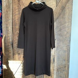 90s Appleseeds Petite Dress  Brown Long Sleeve turtleneck MIDI